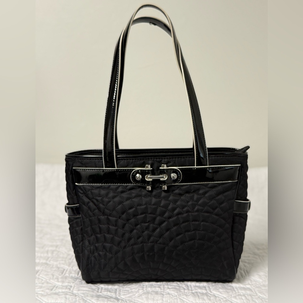 Vera Bradley Mon Cheri Black Quilted Tote Bag Purse Discontinued